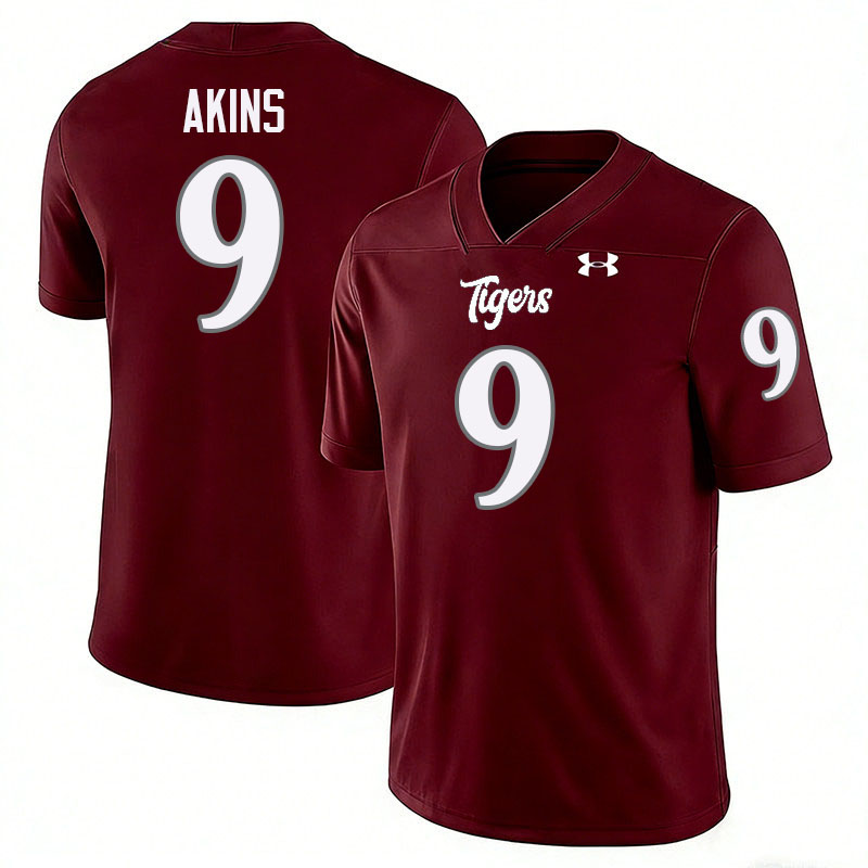 Texas Southern Tigers #9 Michael Akins College Football Jersey,Uniforms Stitched-Maroon